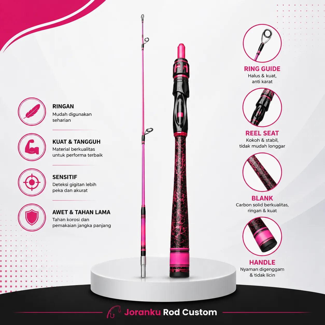 Joran Udang Carbon Kevlar Pink